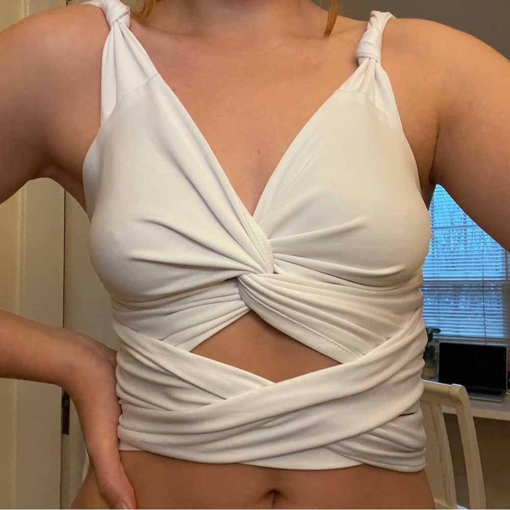 White cross tank top